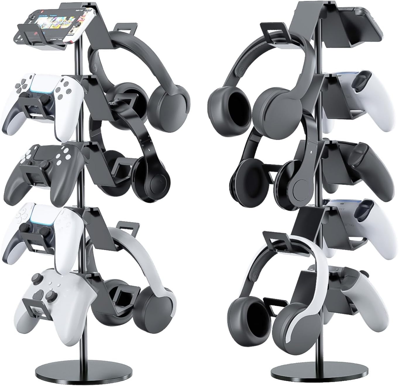 Controller Stand,5 Tier Controller Headphone Holder for Universal Headsets and Controllers,Black