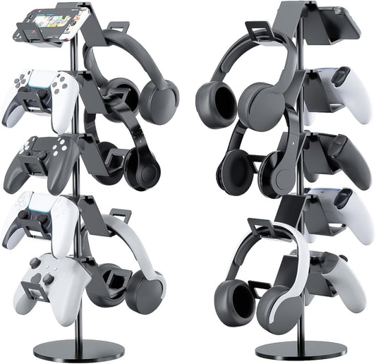 Controller Stand,5 Tier Controller Headphone Holder for Universal Headsets and Controllers,Black