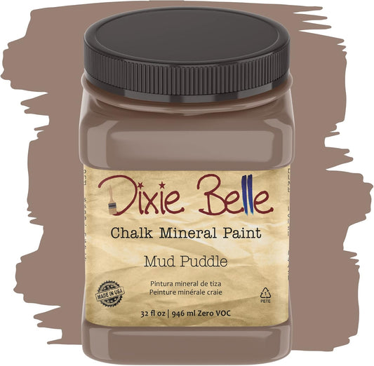Dixie Belle Paint Company Chalk Finish Furniture Paint - Mud Puddle (32oz) - Matte Rich Taupe Chic Chalk Mineral DIY Furniture Paint