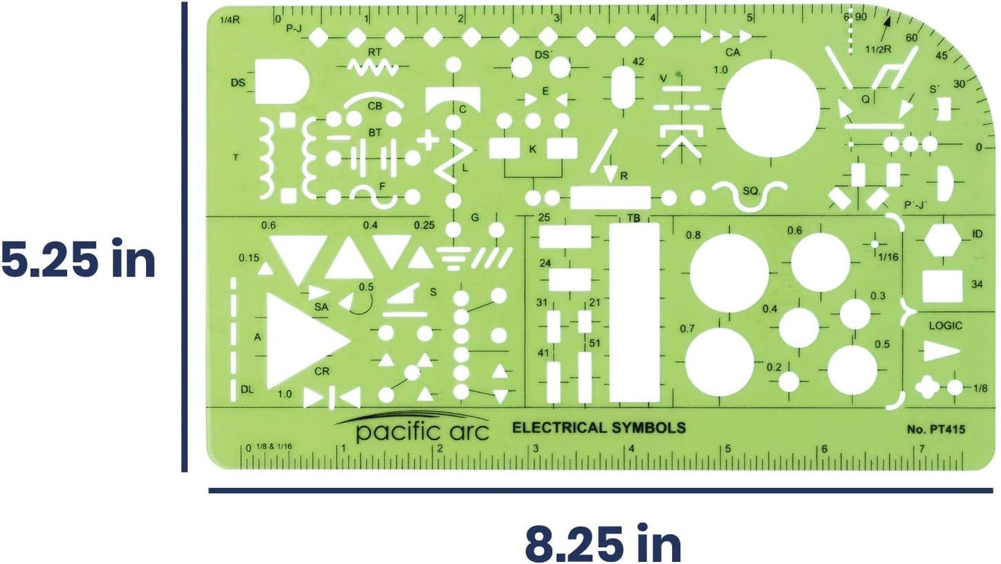 Pacific Arc Template: Electrical Symbols, 135 Openings 5.25" x 8.25"