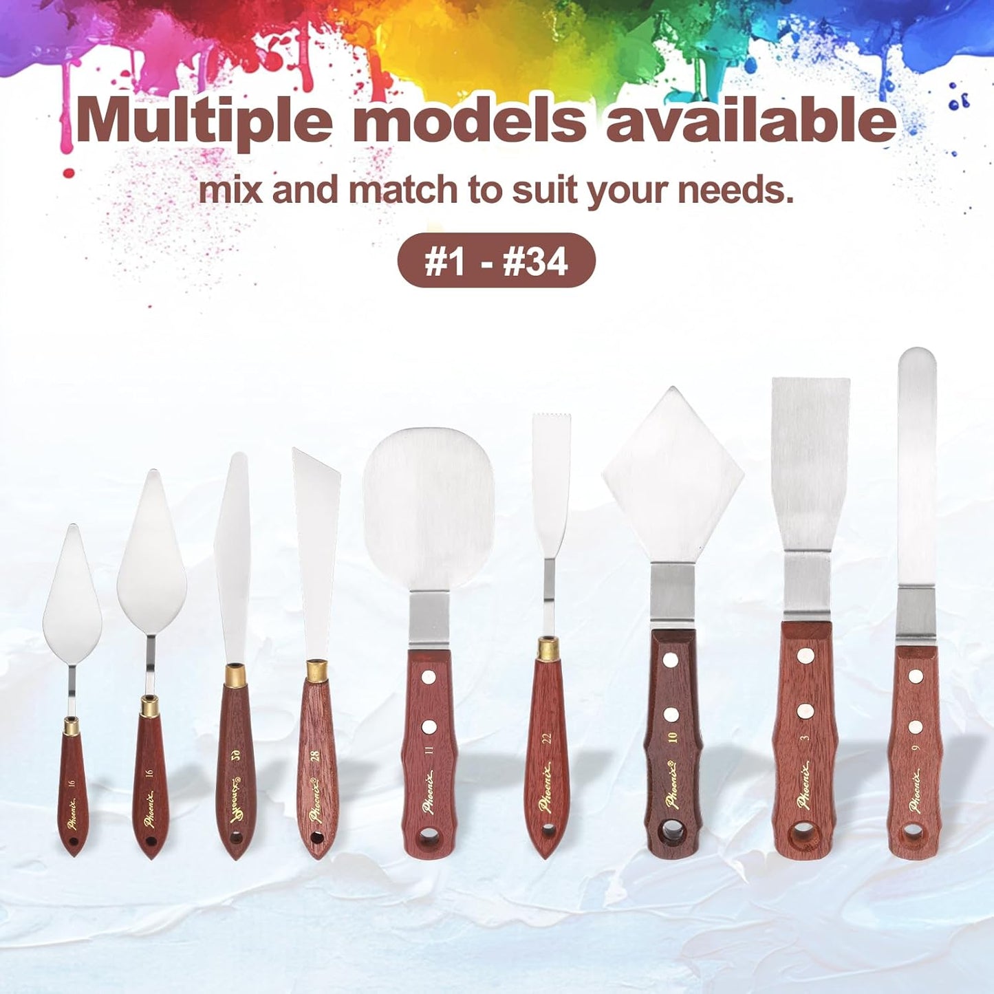 MECCANIXITY Pack of 1 Palette Knife No.16, 9.4" Long Palette Knives with Stainless Steel Flexible Spatula Pallet Knife and Wood Handle for Scraping, Mixing, Oil Acrylic Painting Canvas