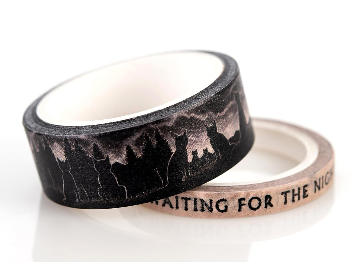 Conquest Journals Waiting for the Night Washi Tape Bundle, 8 Rolls, 4 15mm Rolls and 4 Corresponding 5mm Rolls, Goth Inspired Washi for All Your Planning, Journaling and Scrapbooking Projects