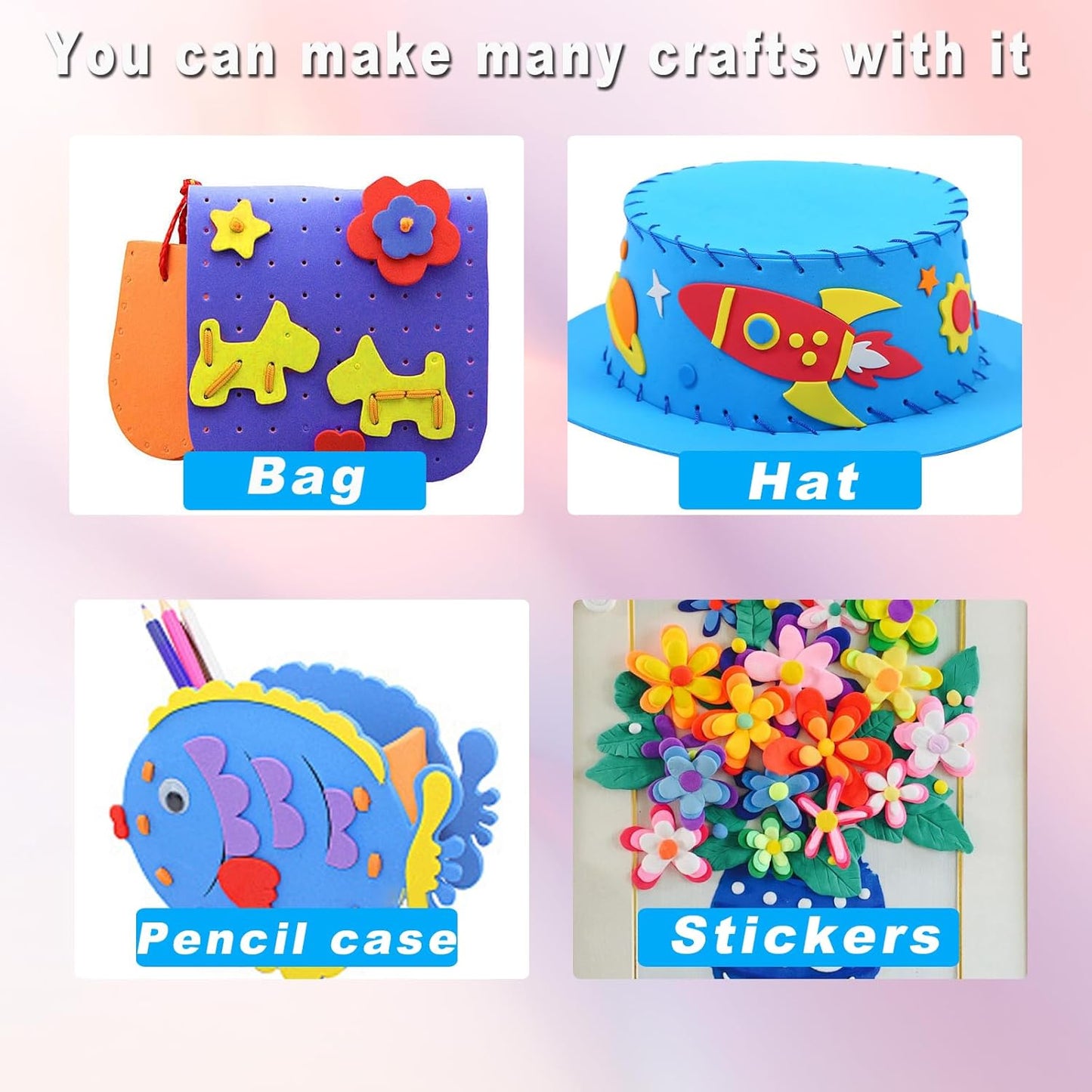 QIDIWIN EVA Foam Craft Sheets - 9x12 Inch 2mm Thick Versatile Non-Adhesive Foam for DIY, Cosplay, Scrapbooking, Classroom Projects - Durable, Flexible, Perfect for Crafting, 12 Pack(Black)