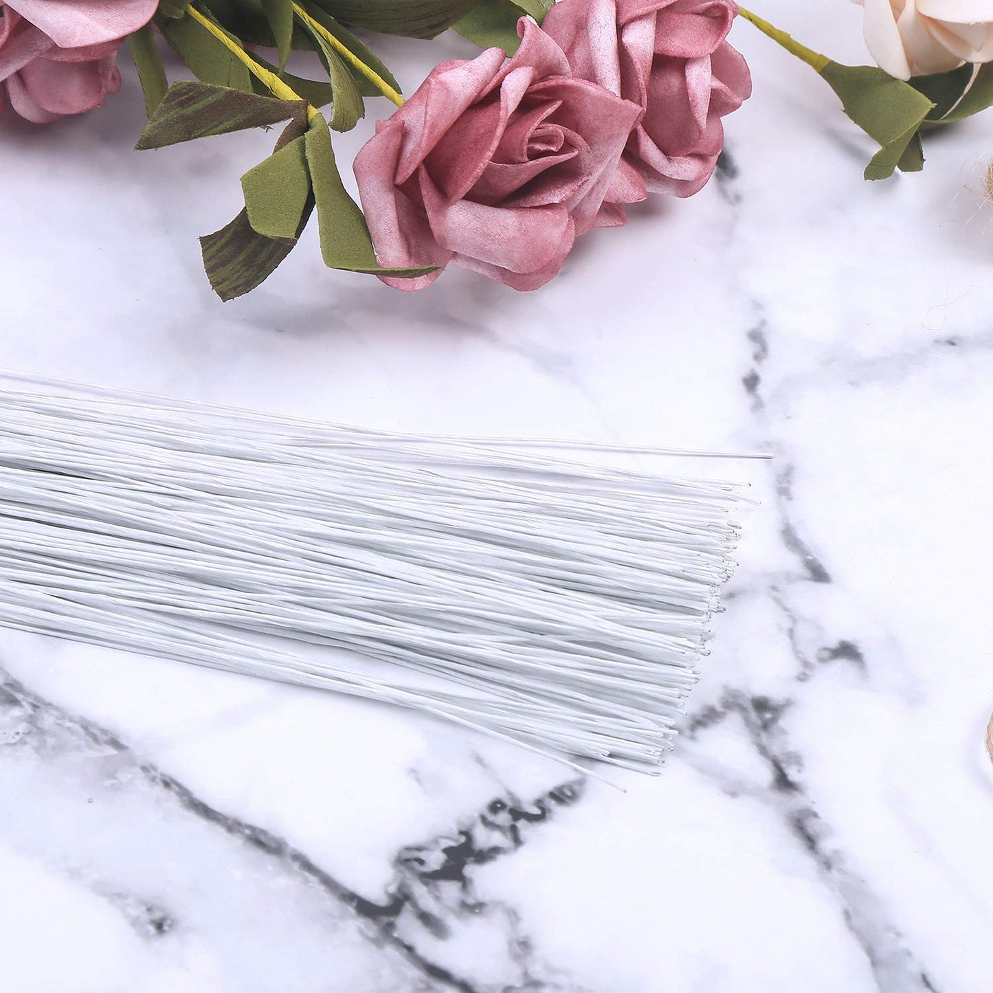 CCINEE 26 Gauge White Floral Wire Stem for Flower Arrangement Craft Supply,16 Inch,200PCS