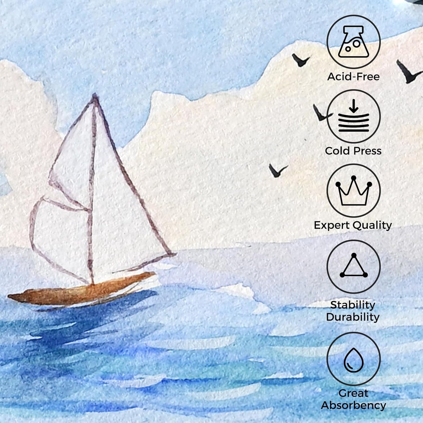 Funto Watercolor Journal, 3.5x5.5, 2 Pack, 24 Sheets Each, Blue Cloth Cover, 110lb/230gsm, Suitable for Techniques and Mixed Media