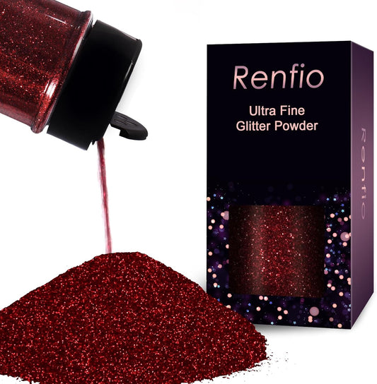 Renfio Ultra Fine Dark Wine Red Glitter Powder, 2.11 Oz (60g), PET Flakes, Crafts, Sequins, Slime Decoration, Safe, Easy to Store, Burgundy Glitter Epoxy Chips Flakes for Christmas Roses Tumblers