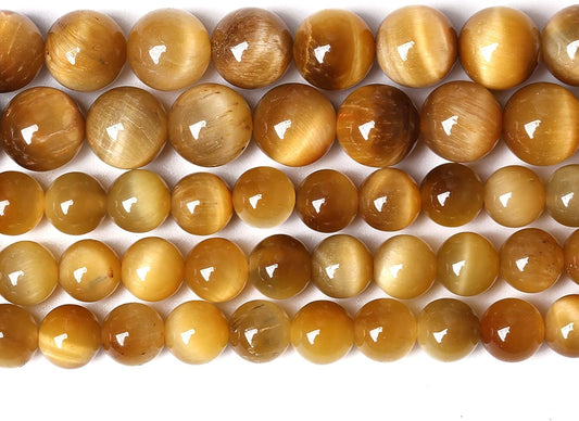 8mm 45pcs Natural Gemstone Gold Tiger Eye Beads Round Spacer Loose Beads for Jewelry Making DIY Bracelet Necklace 15" Inch