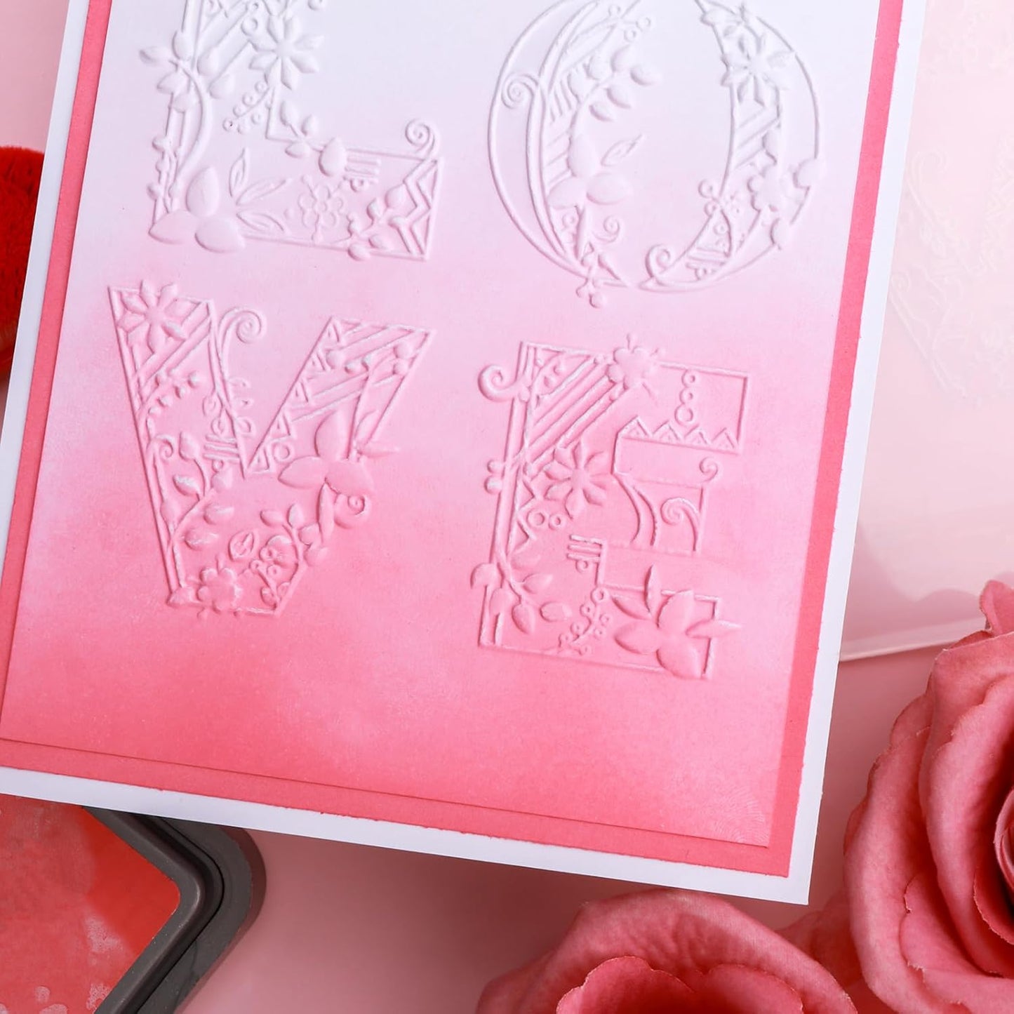 BAOFALI 3D Embossing Folder for Card Making,Love Plastic Texture Fades Embossing Folder Template for Scrapbooking Cardstock Album DIY Decoration Paper Crafting 6.3x4.5inch
