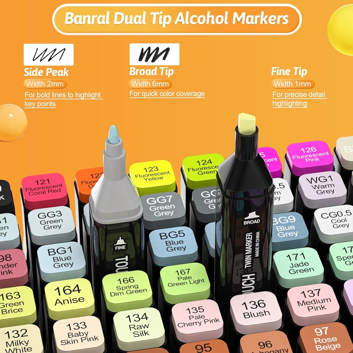Banral Alcohol Markers Set, 180 Colors Dual Tip Alcohol Based Art Marker for Artists, Permanent Drawing Pens for Adult Coloring Sketching Illustration with Case and Holders