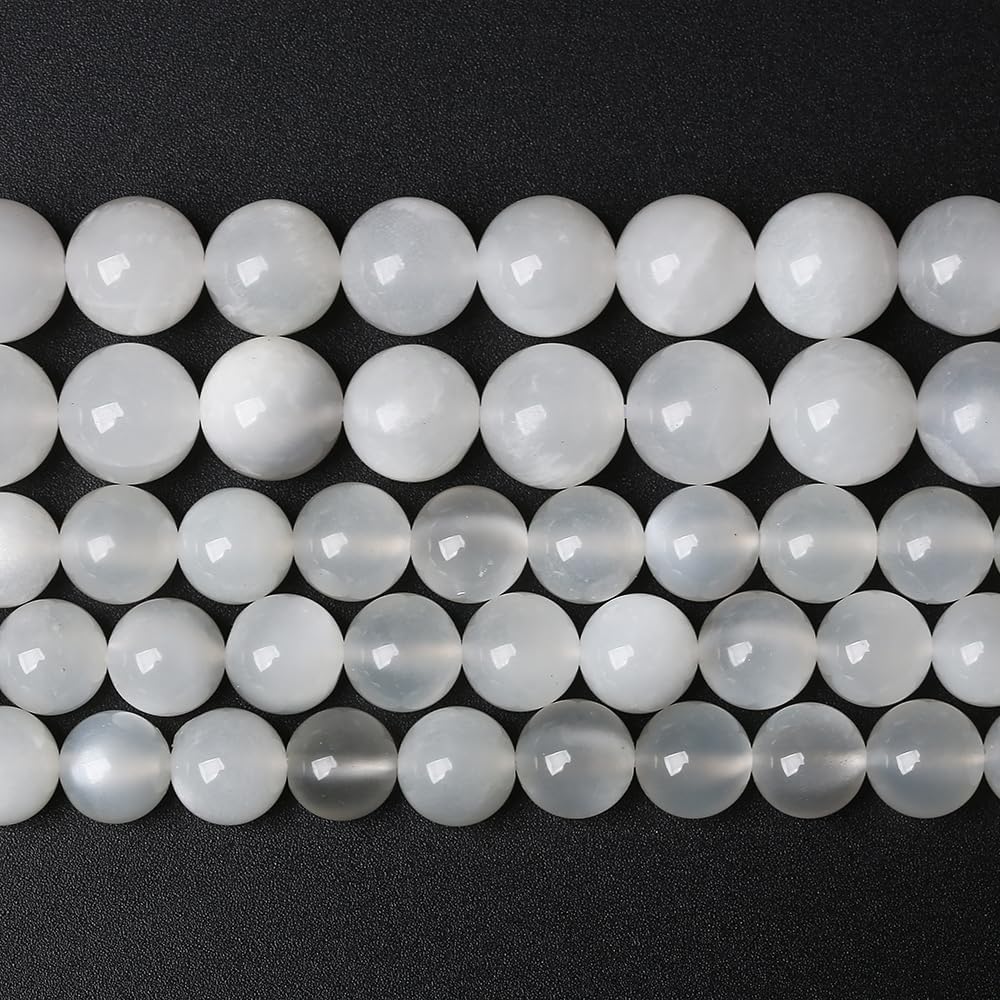 88pcs 4mm Natural White Moonstone Beads AAA Gemstone Round Loose Beads for Jewelry Making DIY Bracelets Necklaces Crystal Energy Healing Stone Beads 15" (4mm, White Moonstone)