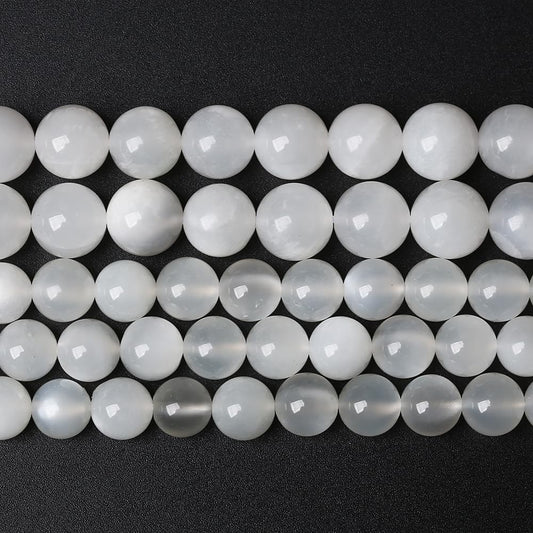 45pcs 8mm Natural White Moonstone Beads AAA Gemstone Round Loose Beads for Jewelry Making DIY Bracelets Necklaces Crystal Energy Healing Stone Beads 15" (8mm, White Moonstone)