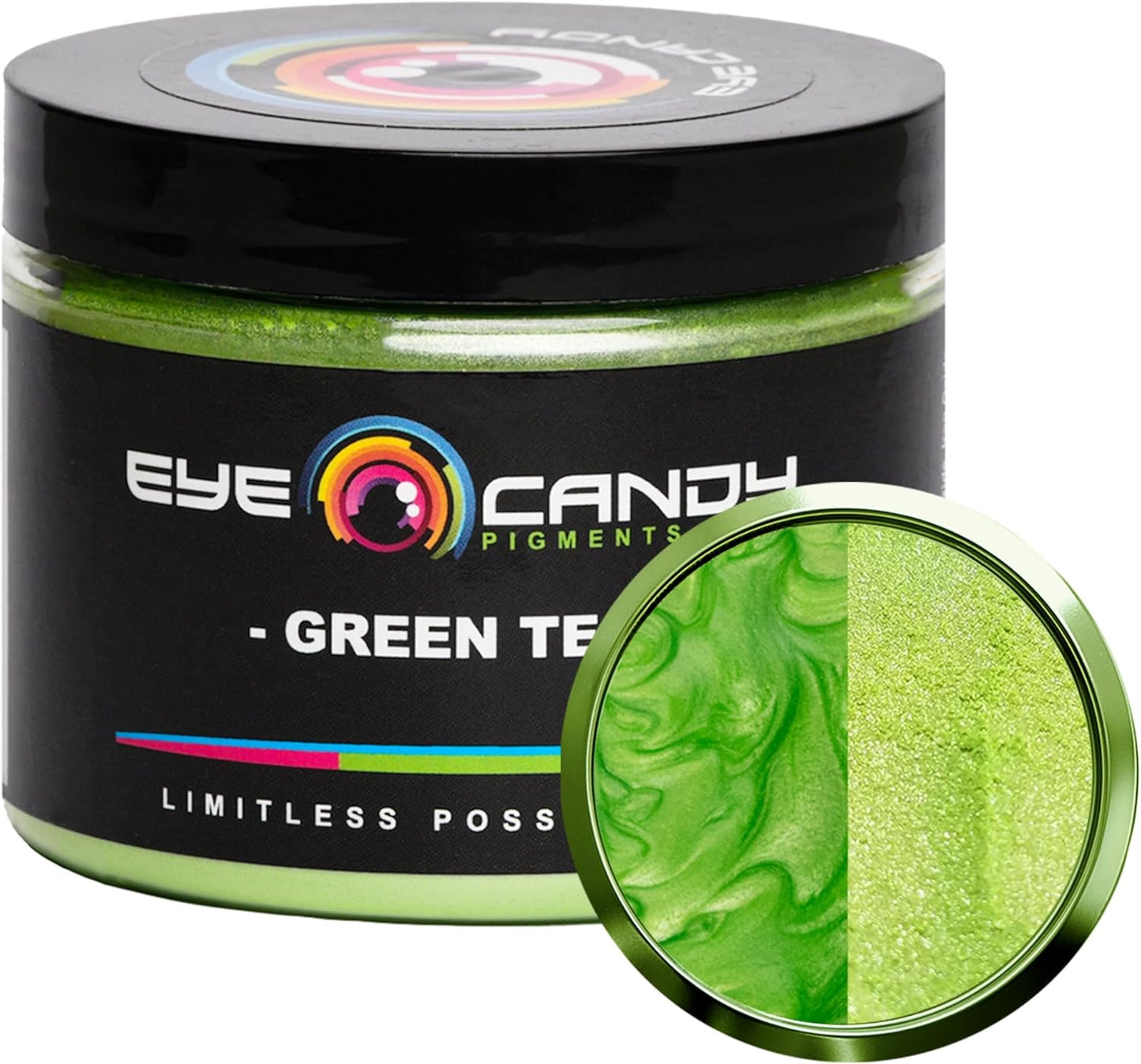Eye Candy Pigments Premium Green Mica Powder - Green Tea (50gr) - for Epoxy, Resin, Soap, Paint, Woodworking, Acrylic Pouring, Bath Bombs, Fishing Lures - DIY Arts and Crafts Additive