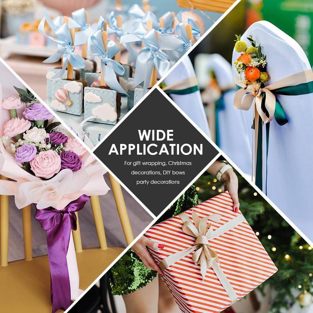 1/8" Wide x 100 Yards Single Face Polyester Satin Ribbon, Satin Ribbon for Crafts, Gift, Hair Bows, Wedding Party Decoration, Bow Making & Other Projects (Green)