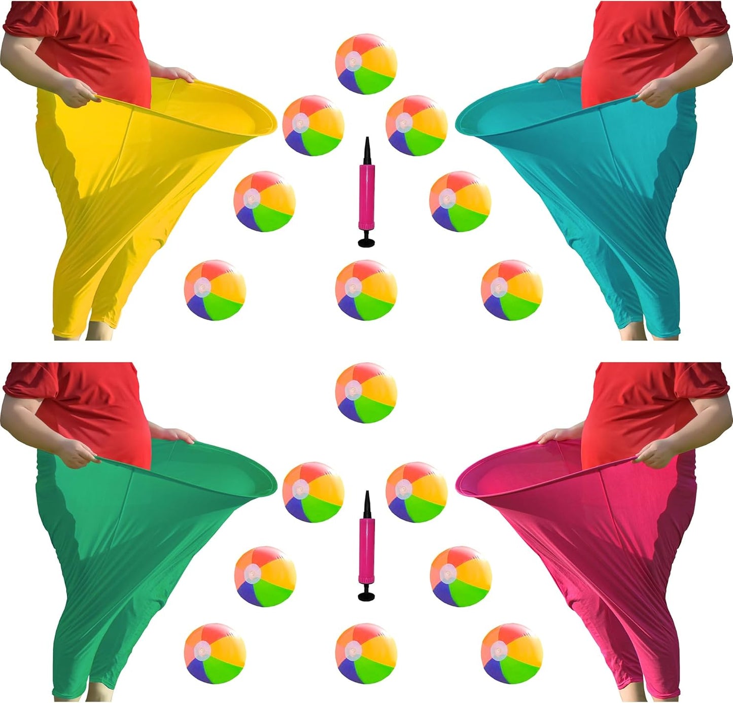 Granny Pants Yard Game, Hilarious Inflatable Ball Relay Set with Granny Giant Stretchy Pants, Ganny Pants Outdoor Game, Balls and Pump, Team Relay Family Reunion Party Field Game Set