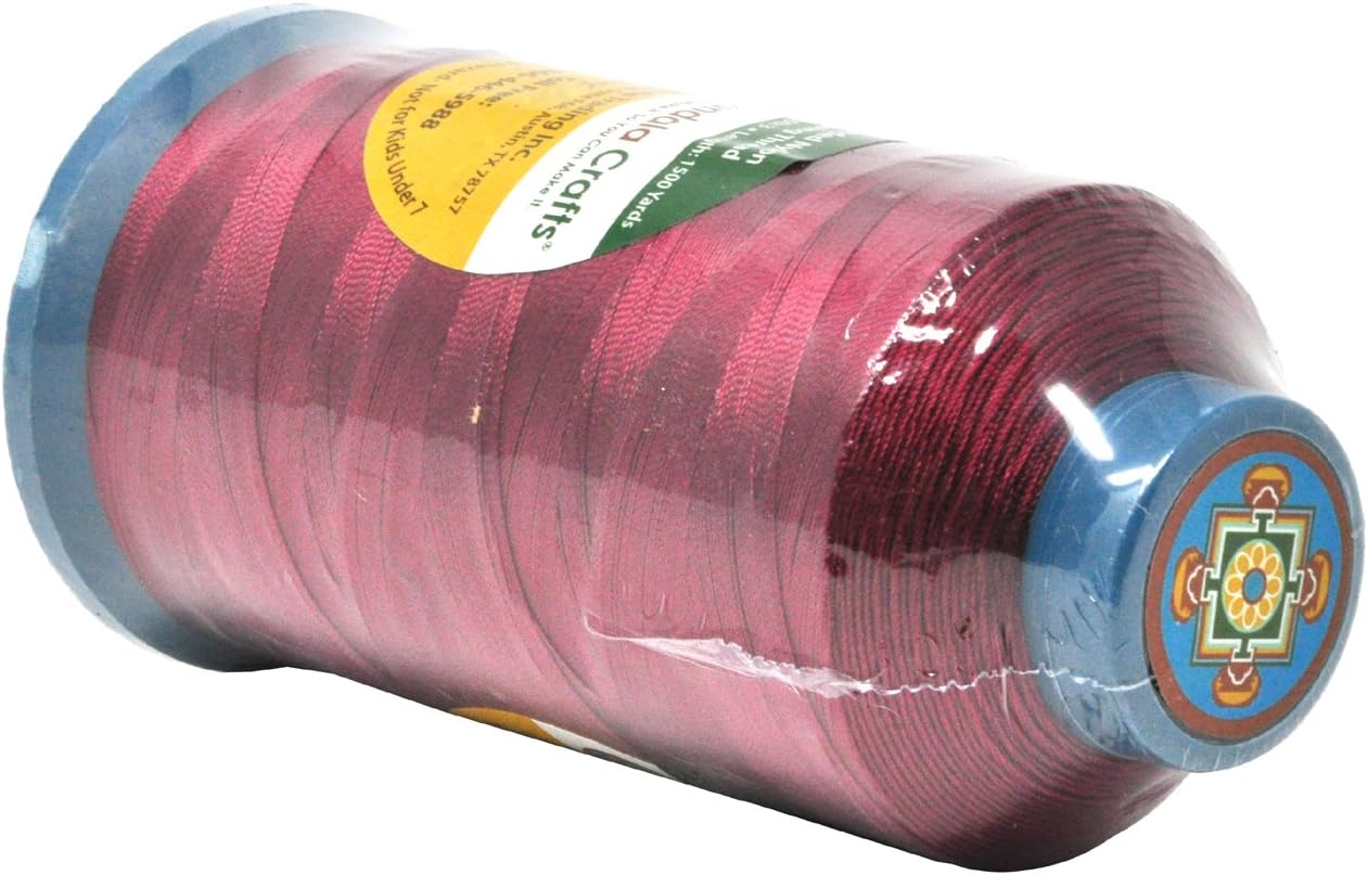 Mandala Crafts Bonded Nylon Thread Maroon Heavy Duty Sewing Threads - 1500 YDs Size 69 210D T70 Tex 70 Thread for Leather Jeans Weaving Outdoor Marine Upholstery Threads