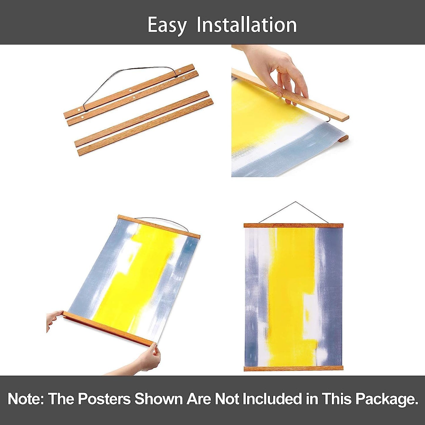 WITCOLOR 25x17 25x36 25x25 Poster Frame, Magnetic Light Wood Wooden Frame Hanger for Photo Picture Canvas Artwork Art Print Wall Hanging (1 Pack, 25", Teak Wood)