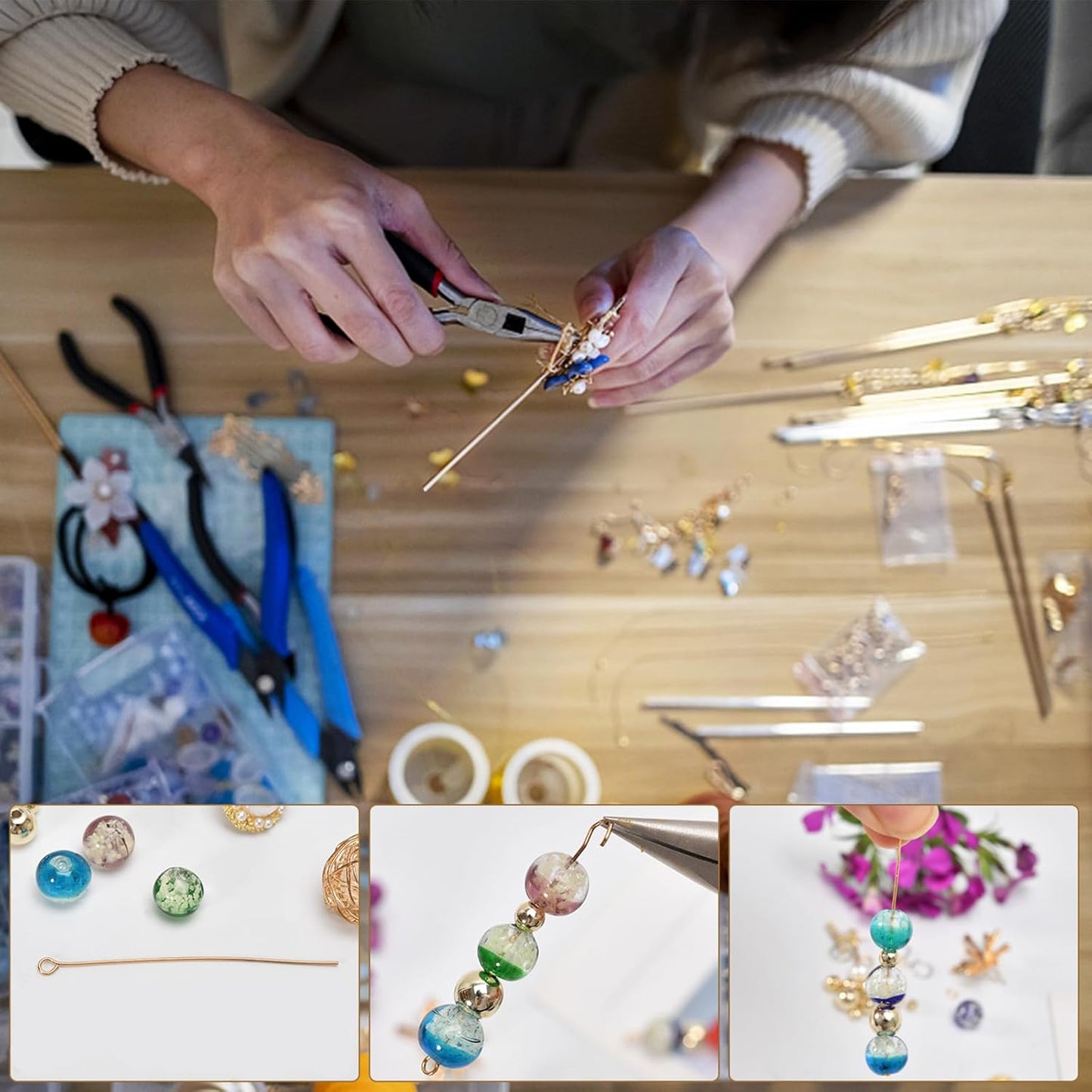 260pcs 18K Gold Filled Ball Pins Non Tarnish Craft Earring Bracelet Jewelry Making Accessories Supplies (20mm (0.78in）, Gold-Ball Pin)