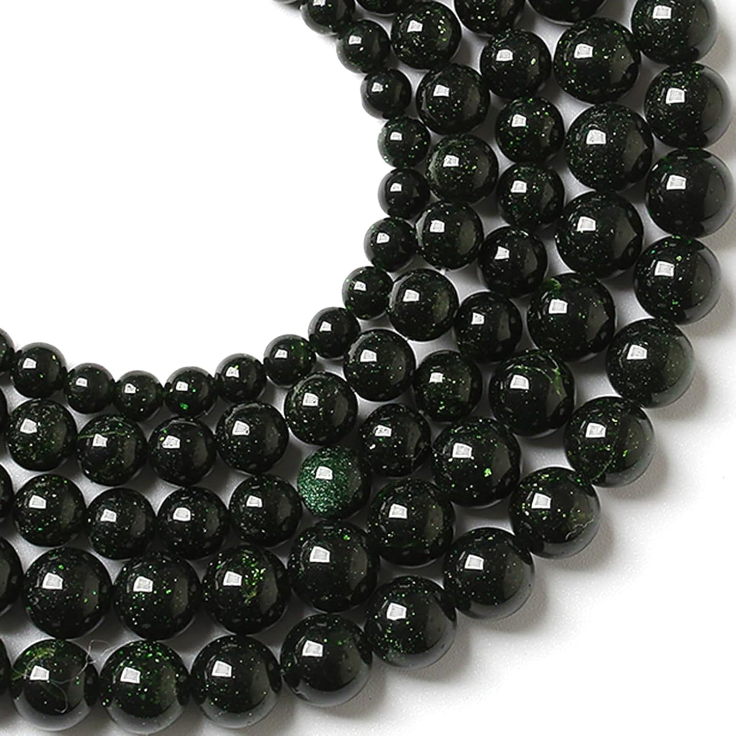 8MM 90pcs Natural Green Sandstone Energy Healing Beads Round Loose Beads for Jewelry Making Bracelet 2 Strands 32"