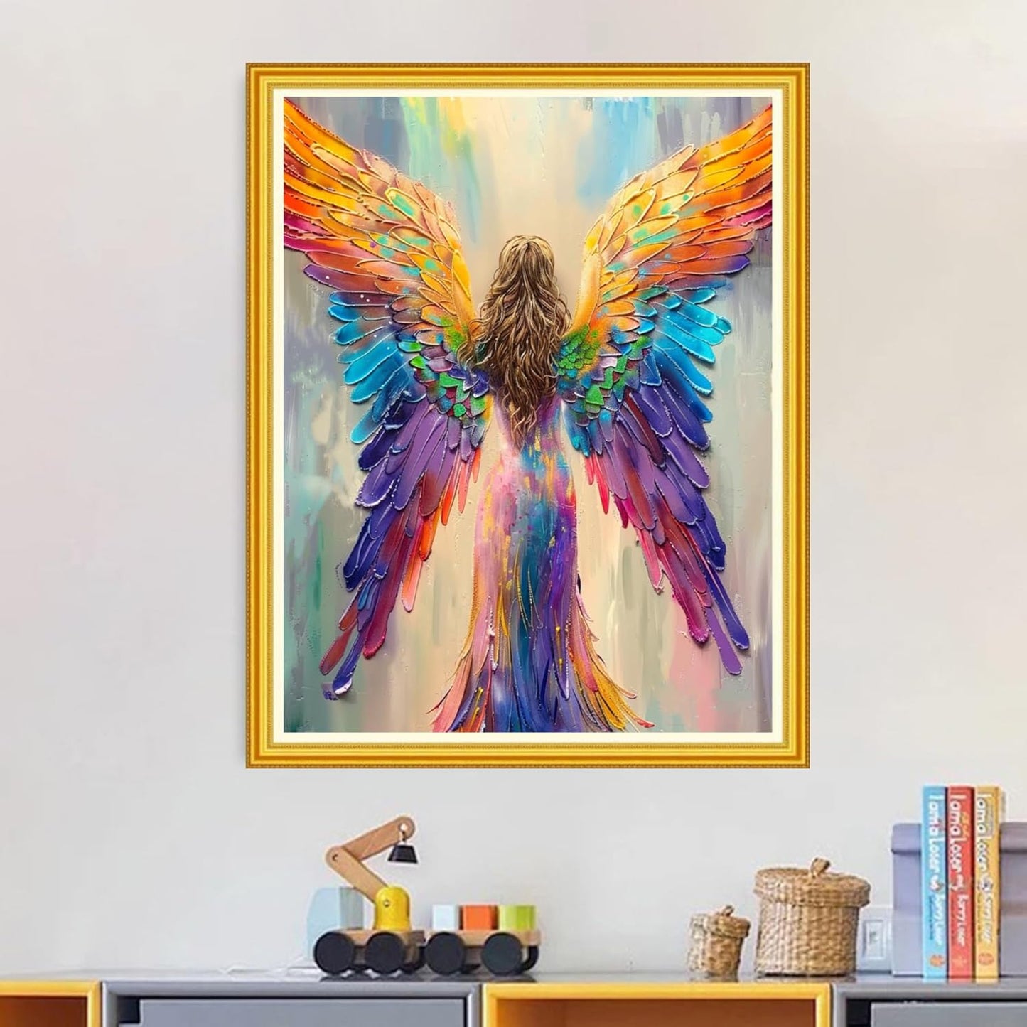 Magxvouy Cross Stitch Kits Stamped Full Range of Embroidery Kits,Cross Stitch Patterns Needlework Kits for Beginners 11CT Printed Kits&Angel's Wings 16x20 inch