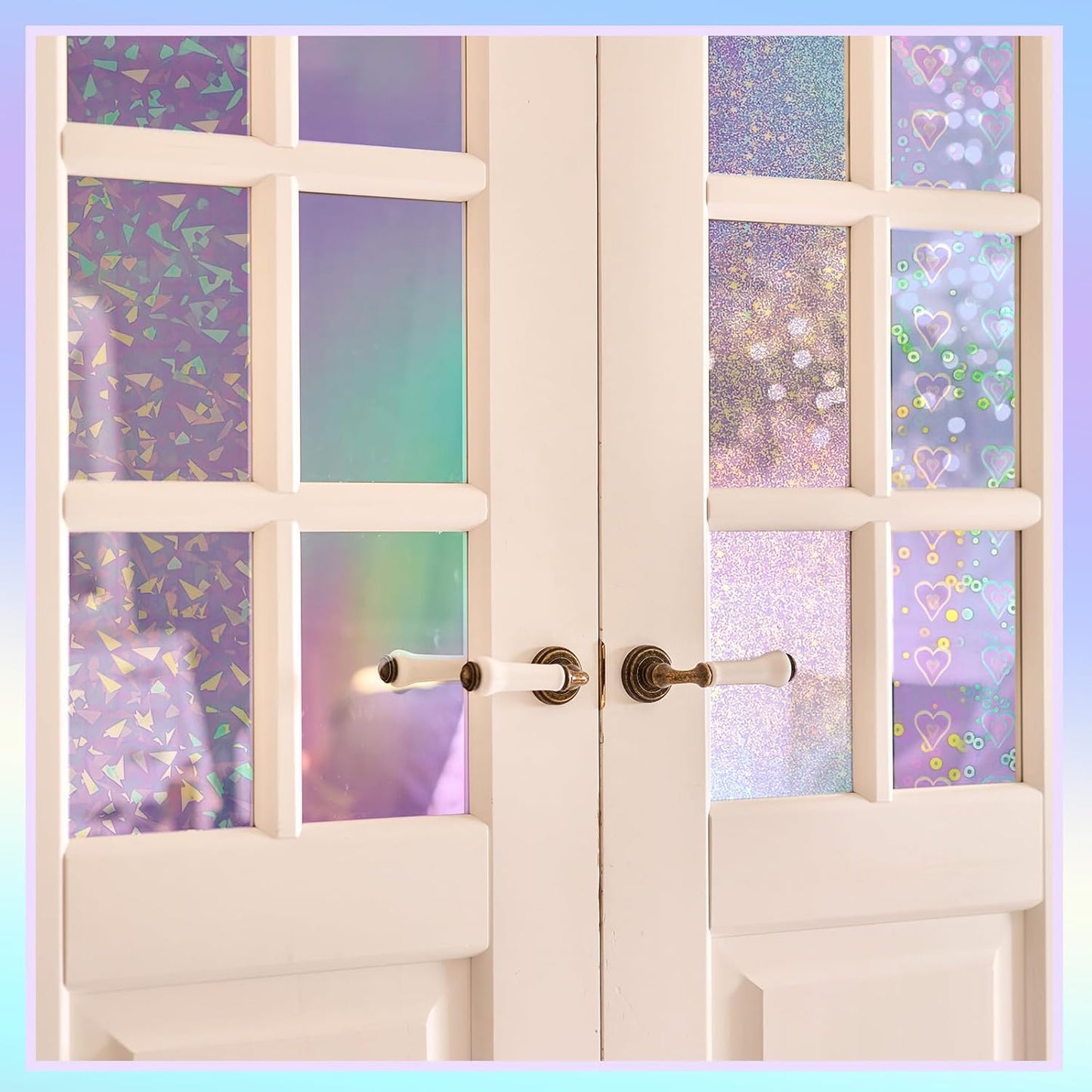 Clabby 36 Sheets Holographic Sticker Paper A4 Vinyl Sticker Paper Self Adhesive Waterproof Transparent Film, 11.7 x 8.3 inches(Gem, Dot, Colorful, Star, Heart, Sand Star)