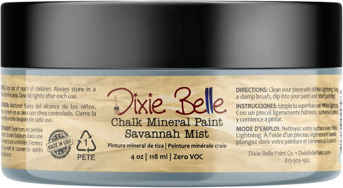 Dixie Belle Paint Company Chalk Finish Furniture Paint - Savannah Mist (4oz) - Matte Cloudy Blue Chic Chalk Mineral DIY Furniture Paint