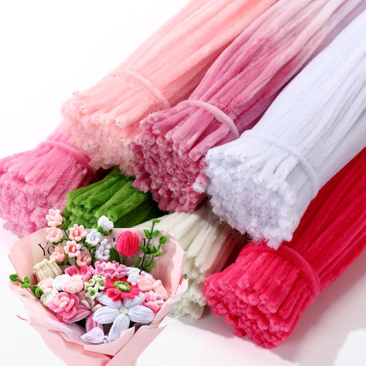 DaisyInner 700 Pcs Halloween Fall Pipe Cleaners Craft Bulk Pastel Chenille Stems Flower DIY Gradient Colored Fluffy for School Classroom Thanksgiving Christmas Party Supplies(Pink Theme)