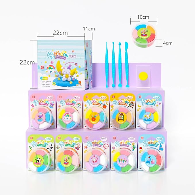 Air Dry Clay for Kids - Modeling Clay Kits, Ultra Light & Soft, Safe & Non-Toxic, 10 Boxes DIY Model Magic Clay 60 Colors with Sculpting Tools und Tutorials, Creative Art Crafts Toys Gifts Boys Girls