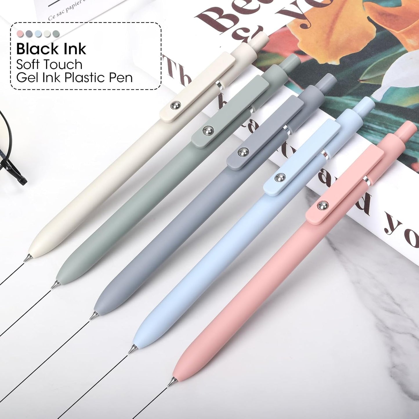 FIOVER Gel Pens, 10pcs 0.5mm Quick Dry Black Ink Fine Point Smooth Writing Pens for Journaling Note Taking High-End Series Ballpoint for Office School Supplies(10pcs Morandi)