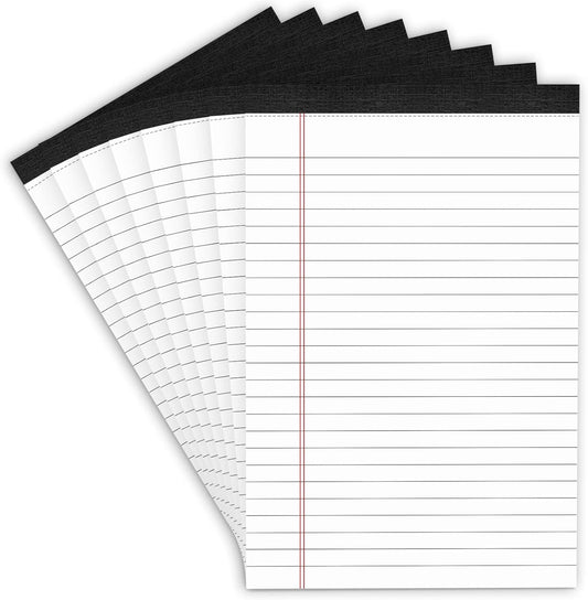 8 Pack Legal Note Pads 5 x 8 Inch Small Writing Pads College Ruled Notepad, White Legal Pads for Work or School, 30 Sheets/Pad, Perforated Recycled Note Paper for Note-Taking, Grocery List