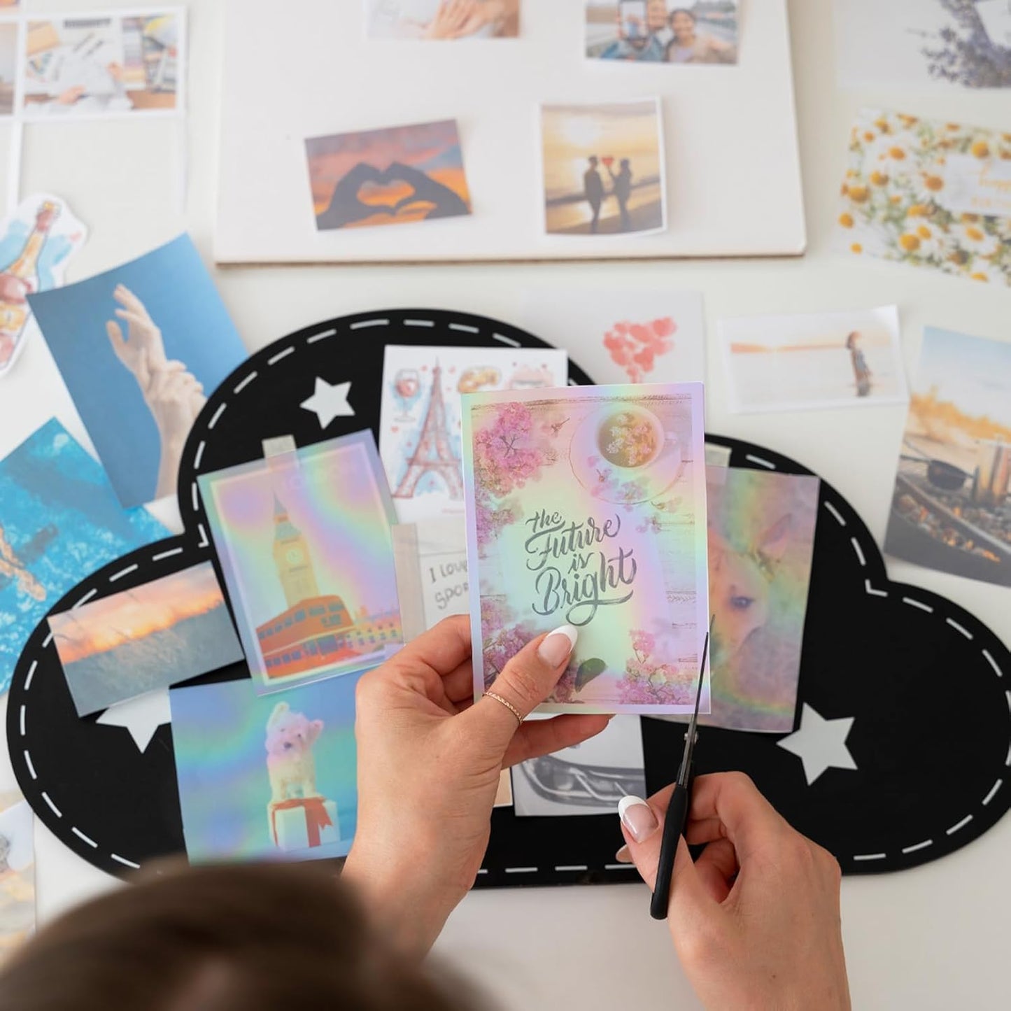 20 Sheets Holographic Sticker Paper,8.5x11 Inch Clear Printable Vinyl Sticker Papers,Self-Adhesive Waterproof for Inkjet/Laser Printer（Clear Laser）