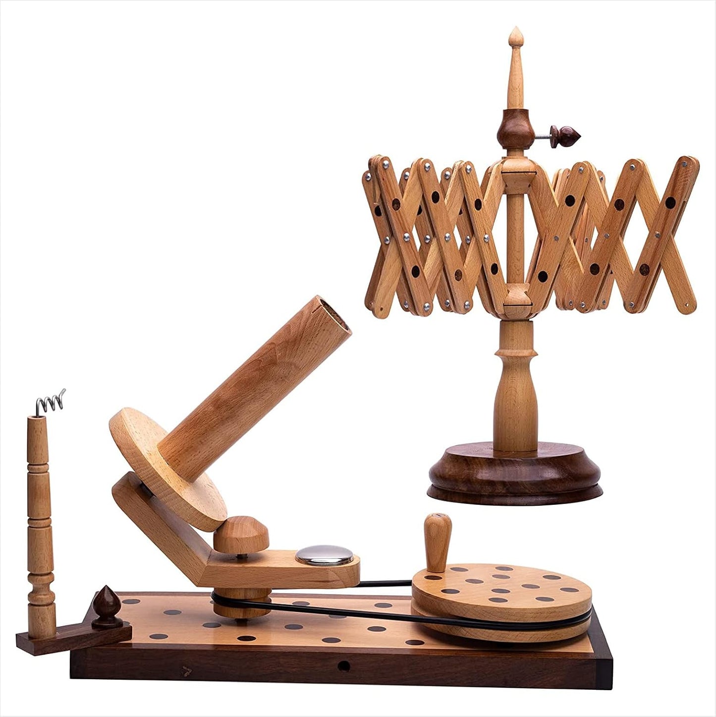 Wooden Handcrafted Heavy Duty Wooden Yarn Ball Winder - Premium Crafted Knitting Crocheting Accessories & Combo Set - Table Top Yarn Swift (Rosewood + Steam Beech Wood)