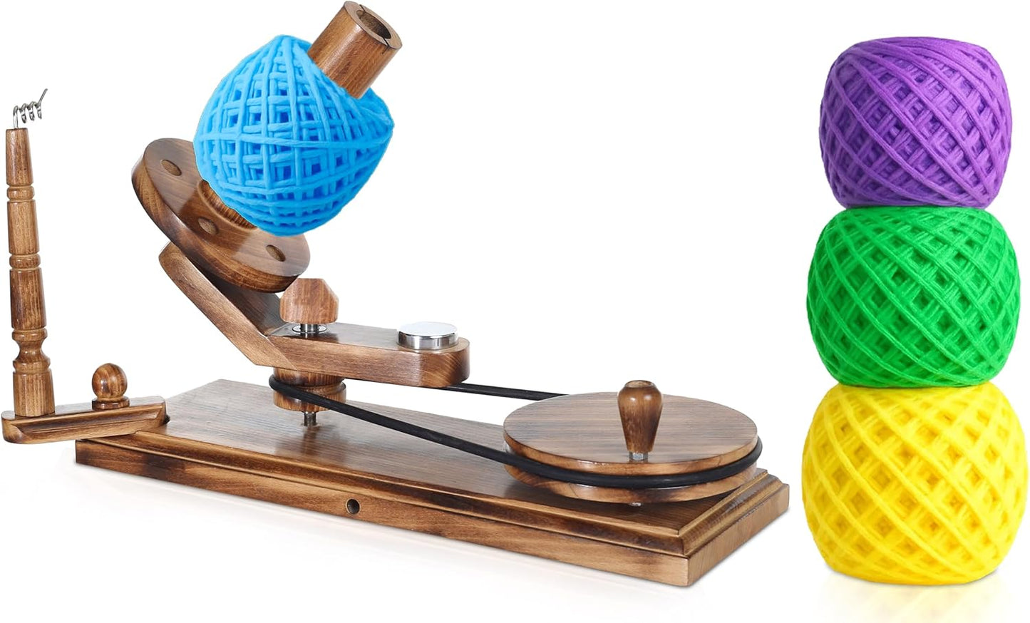Wooden Yarn Ball Winder – Hand Crank Beechwood Swift for 8–10 oz Skeins – Wool Yarn Winder for Knitting, Crochet Thread & Crafting (Antique Ball Winder)