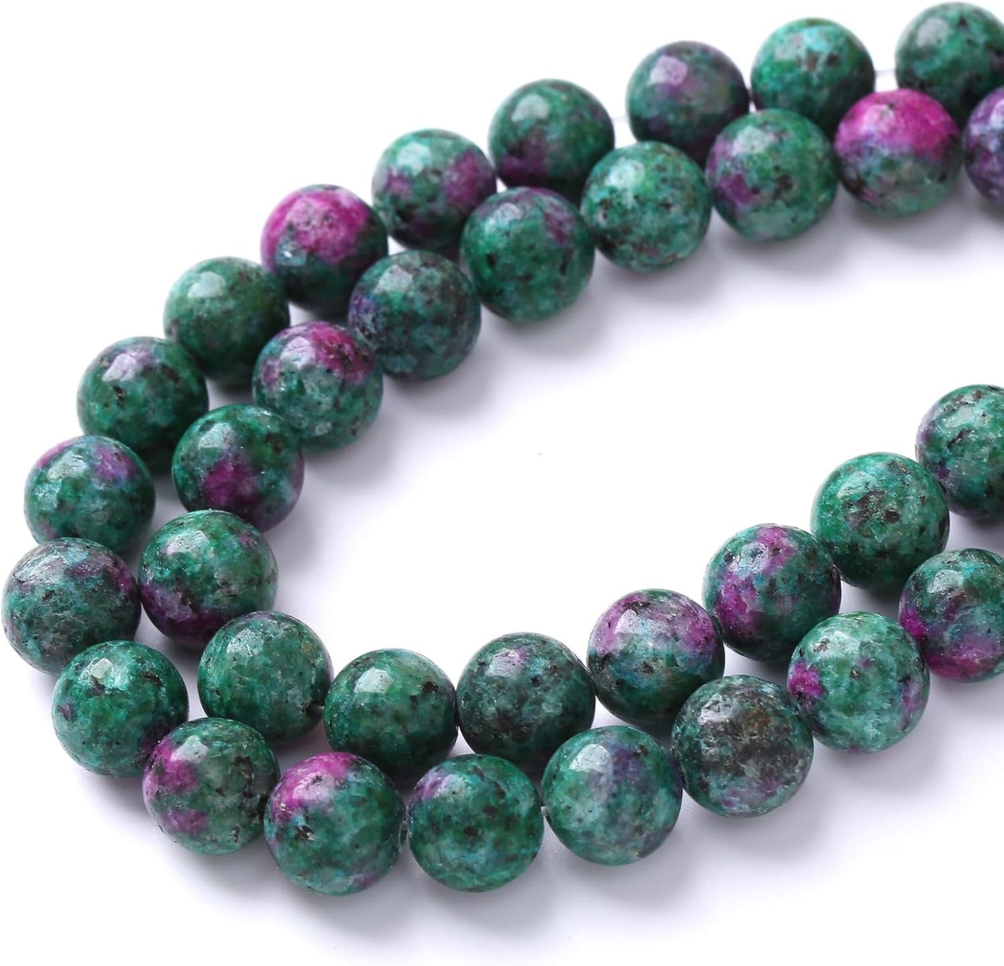 36pcs 10mm Natural Epidote Zoisite Stone Beads for Jewelry Making DIY Bracelet Necklace Accessories 15" Energy Healing Power Stone Beads