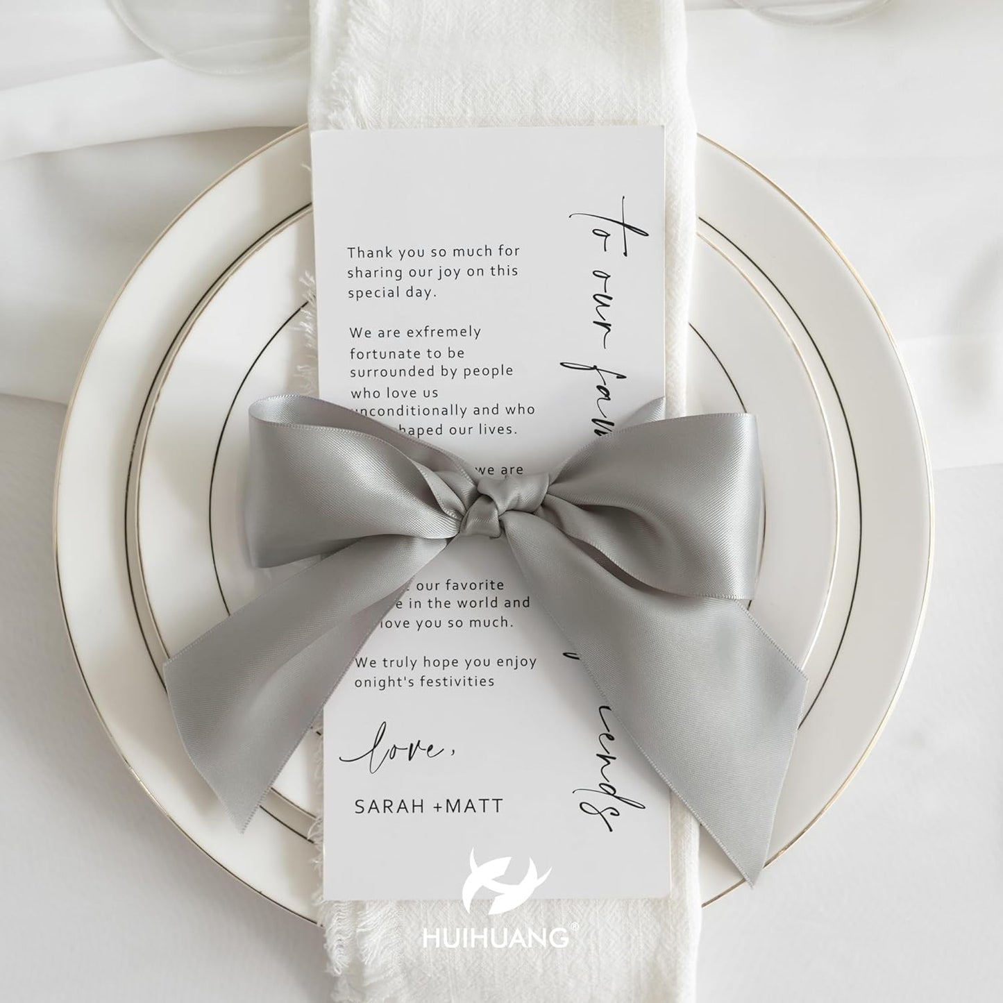 HUIHUANG Silver Satin Ribbon 2 inch Wide Double Faced Satin Ribbon Silver for Gift Wrapping, Bows Making, Flower Bouquet, DIY Crafts, Wedding, Holiday Party Decor - 25 Yards/Roll