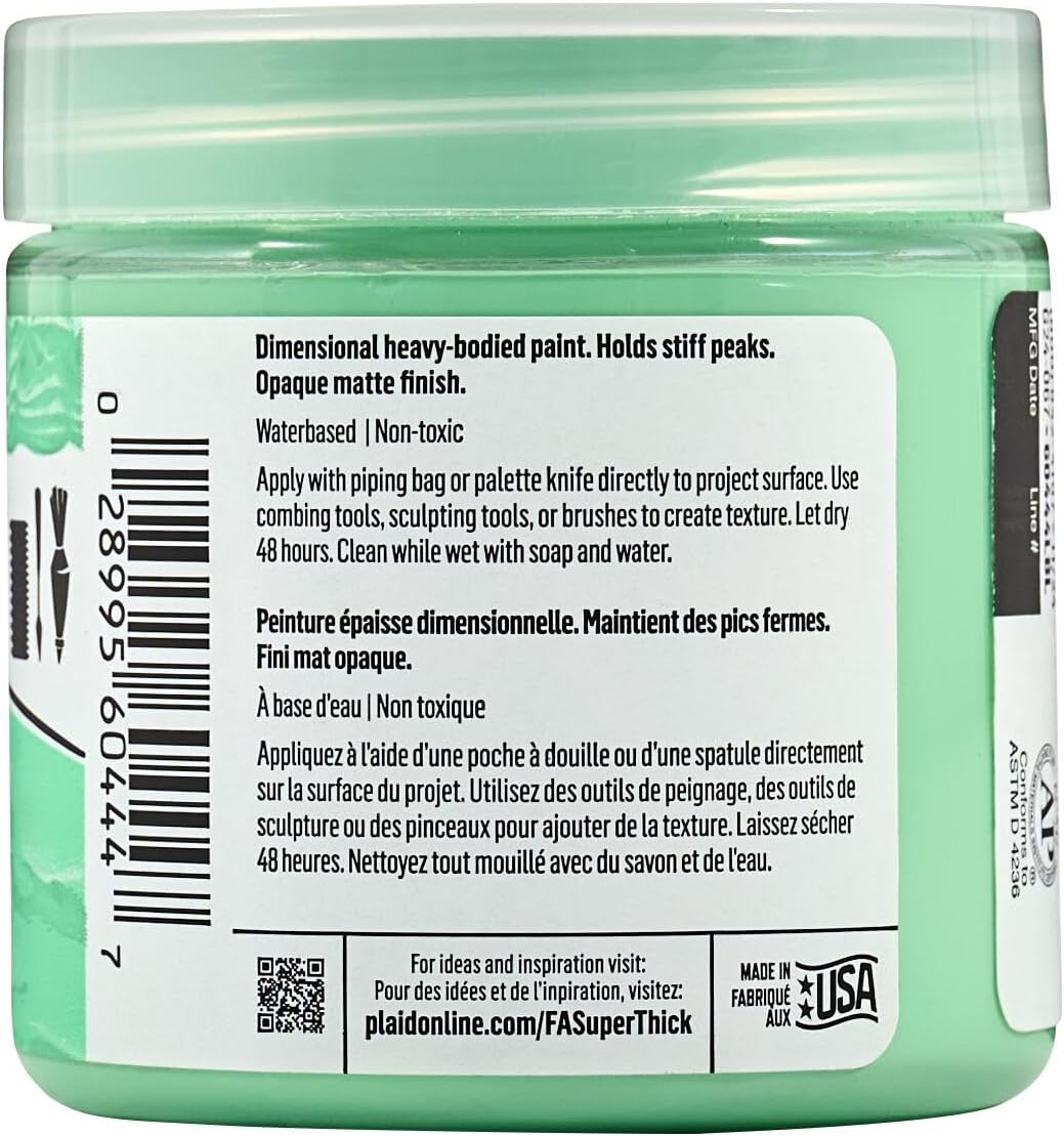 FolkArt Super Thick Acrylic Paint with a Textured Finish, Soft Mint, 4 oz
