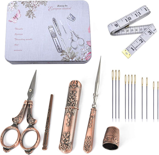 Vintage Sewing Scissors European Antique Vintage Sewing Kit Sharp Dressmaker Fabric Sewing Shears Scissor, Bronze