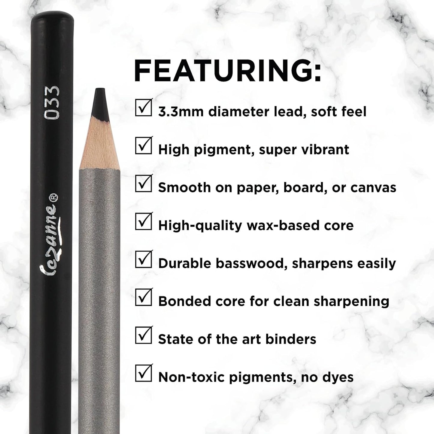 Creative Mark Cezanne Premium Colored Pencils Black Set of 12 - Highly-Pigmented Coloring Pencils for Drawing, Blending, Coloring, and More