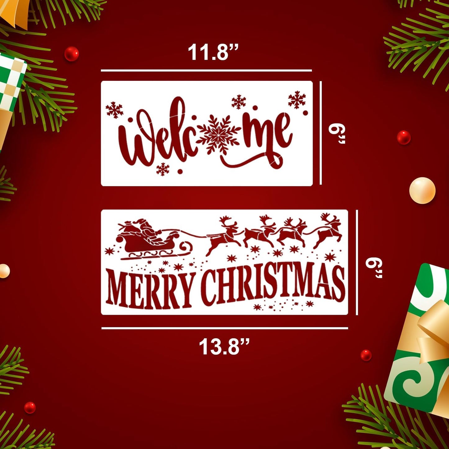 Christmas Stencils for Crafts Reusable Christmas Doormat Stencils Xmas Holiday Stencil for Painting on Wood Door Mats Fabrics Decor