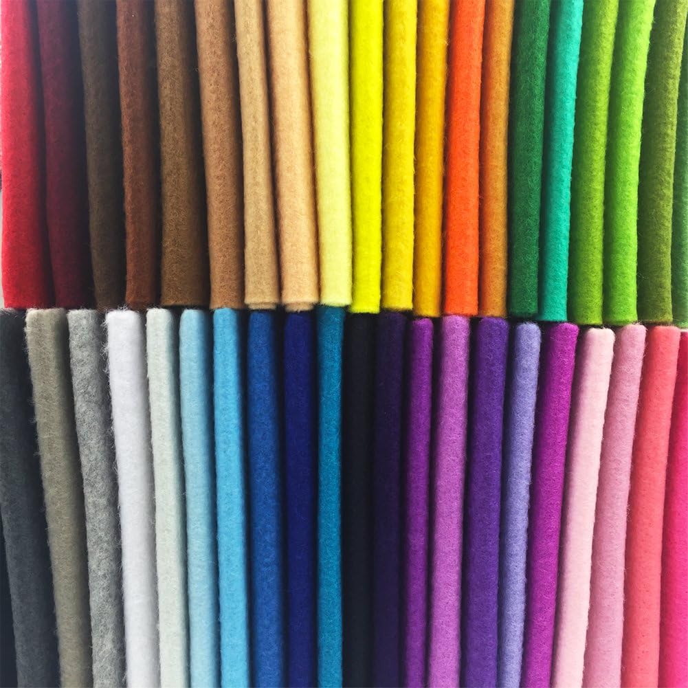 flic-flac 42pcs1.4mm Thick Soft Felt Fabric Sheet Assorted Color Felt Pack DIY Craft Sewing Squares Nonwoven Patchwork (30cm * 30cm)