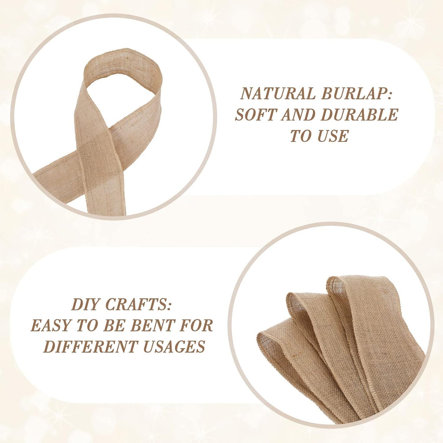 20 Yard 4 Inches Burlap Ribbon Wide Jute Ribbon Natural Burlap Fabric Roll Wired Edge for Wreaths, Christmas Tree Decoration, Big Bow Crafts, Gift Wrapping, Wedding