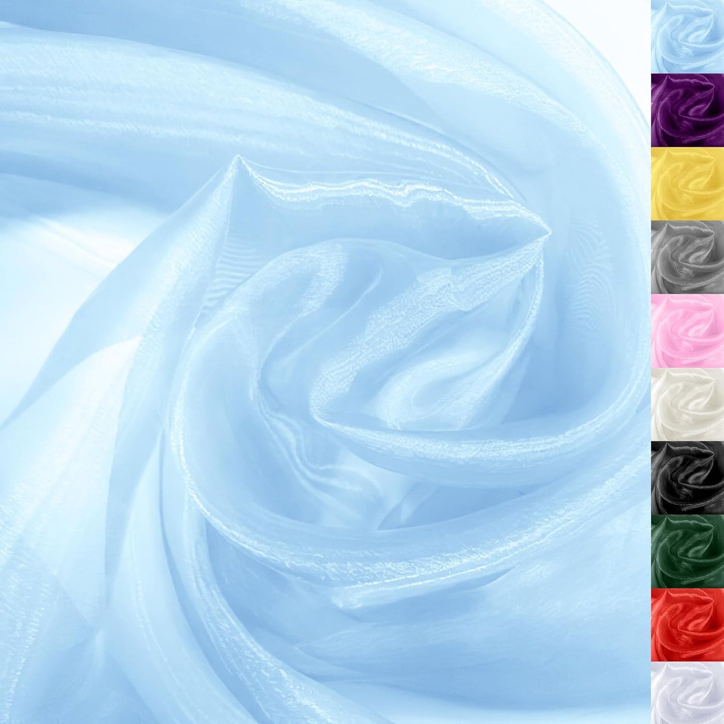 Baby Blue Crystal Organza Fabric – 16" x 5 Yards Lightweight Sheer Tulle for Bows, Tutus, Table Runners, Gift Wrapping, Crafts & DIY Sewing (Folded Package)