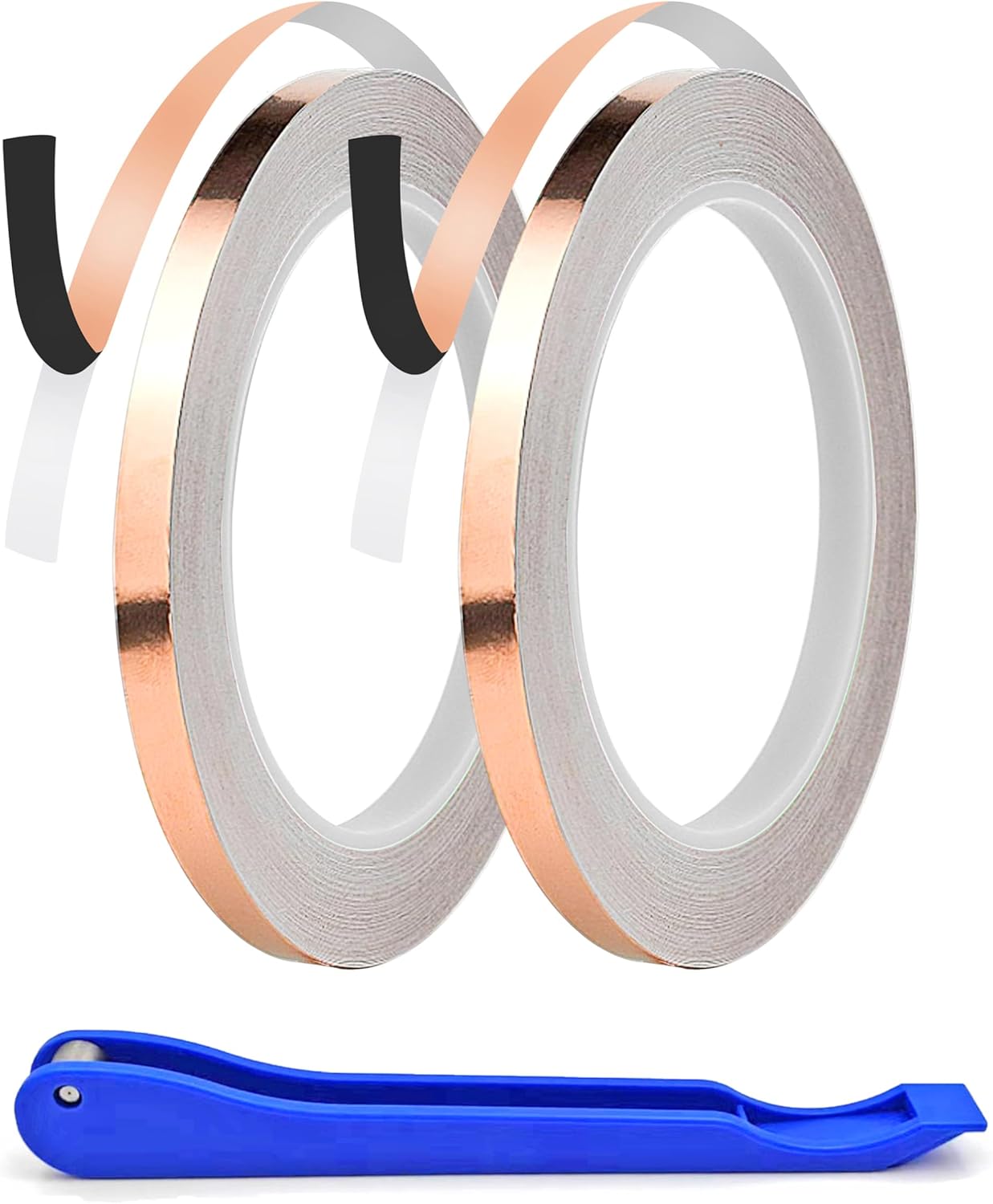 1/4 Inch Black Back Copper Foil for Stained Glass, 1.5 Mil Thick, 36 Yards 2 Rolls, with Copper Foil Hand Foiler