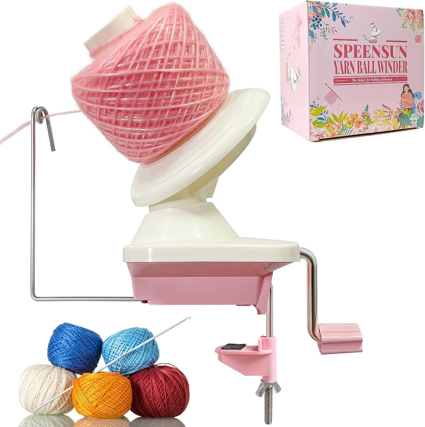 SPEENSUN Yarn Winder for Crocheting, Yarn Spinner, 3.5 OZ Easy-to-Install and Efficiently Yarns Cake Winder with Lower Noise for Yarns Below Size 5, Best for Crochet and Knitting Lover