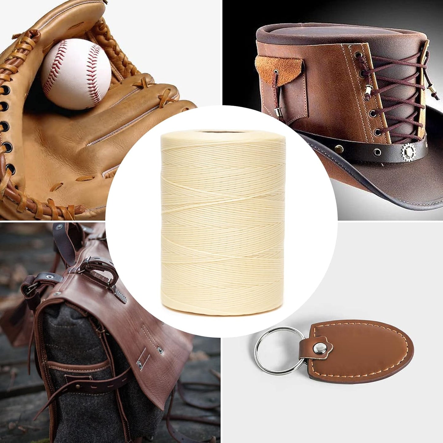 Waxed Thread,852Yards 150D 0.8mm Flat Polyester Wax Thread for Hand Sewing Leather Craft DIY Projects Shoes Repair Book Binding(Yellow Brown)