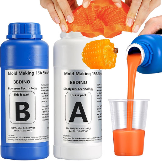 BBDINO Silicone Mold Making Kit, 15A Fast Cure Silicone for Mold Making 2.2 lb(35 Oz), 1A:1B Ideal for Resin/Soap/Candle/Silicon Molds Casting