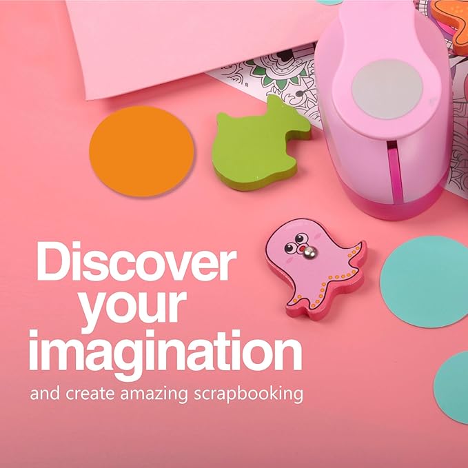 BearBoss 2 Inch Circle Punch, Hole Punch Shapes, Paper Punch Set for Scrapbooking Festival Paper Greeting Card DIY Albums Photos (Pink)