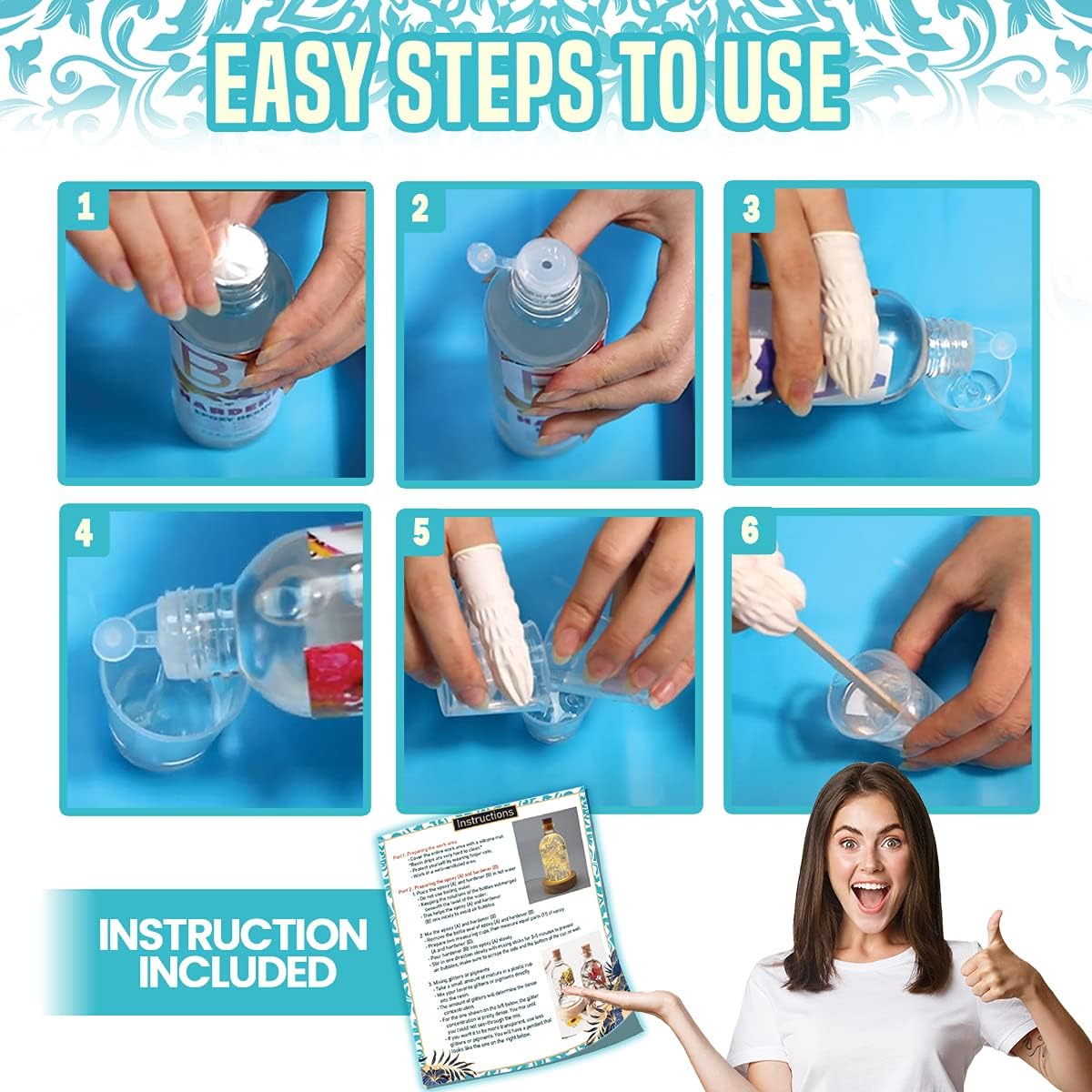 Zoncolor Bottle Resin Molds Silicone Kit - Night LED Light Lamp Bulb Art Craft Accessories Supplies and Tools DIY Unique Clear Bottle Shape Epoxy Molds and Stopper Cool Home Office Kitchen Decoration