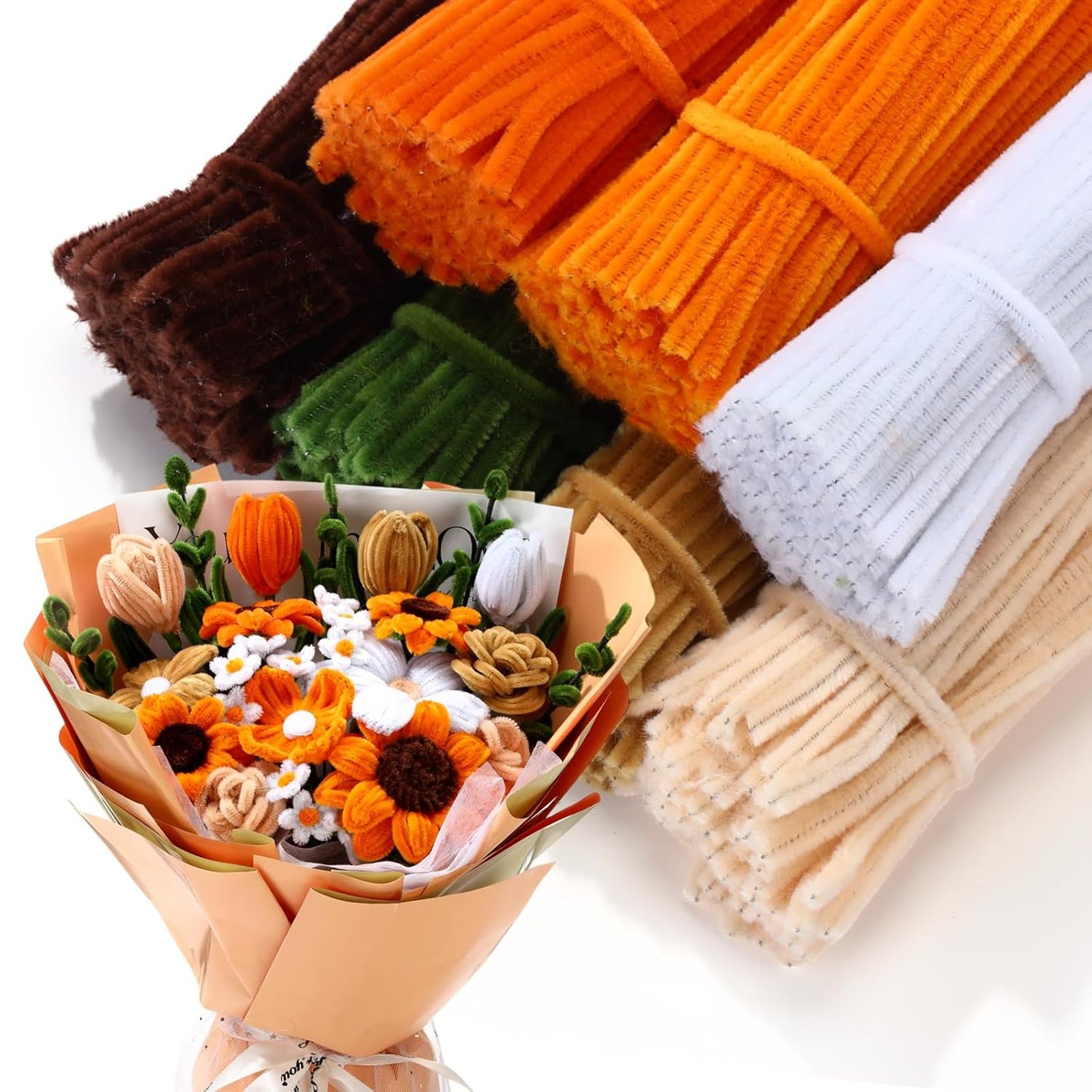 700 Pcs Halloween Fall Pipe Cleaners Craft Bulk Pastel Chenille Stems Flower DIY Gradient Colored Fluffy for School Classroom Thanksgiving Christmas Party Supplies(Yellow Theme)