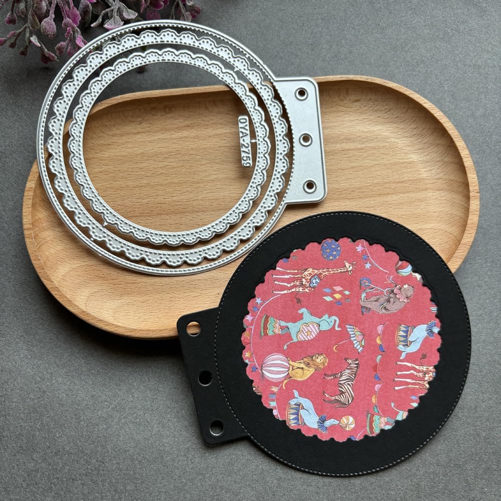 Circle Loose-Leaf Lace Die Cuts for Card Making, Background Frame Cutting Dies DIY Album Scrapbooking Decor Paper Craft Metal Die Cuts Party Wedding Decorations