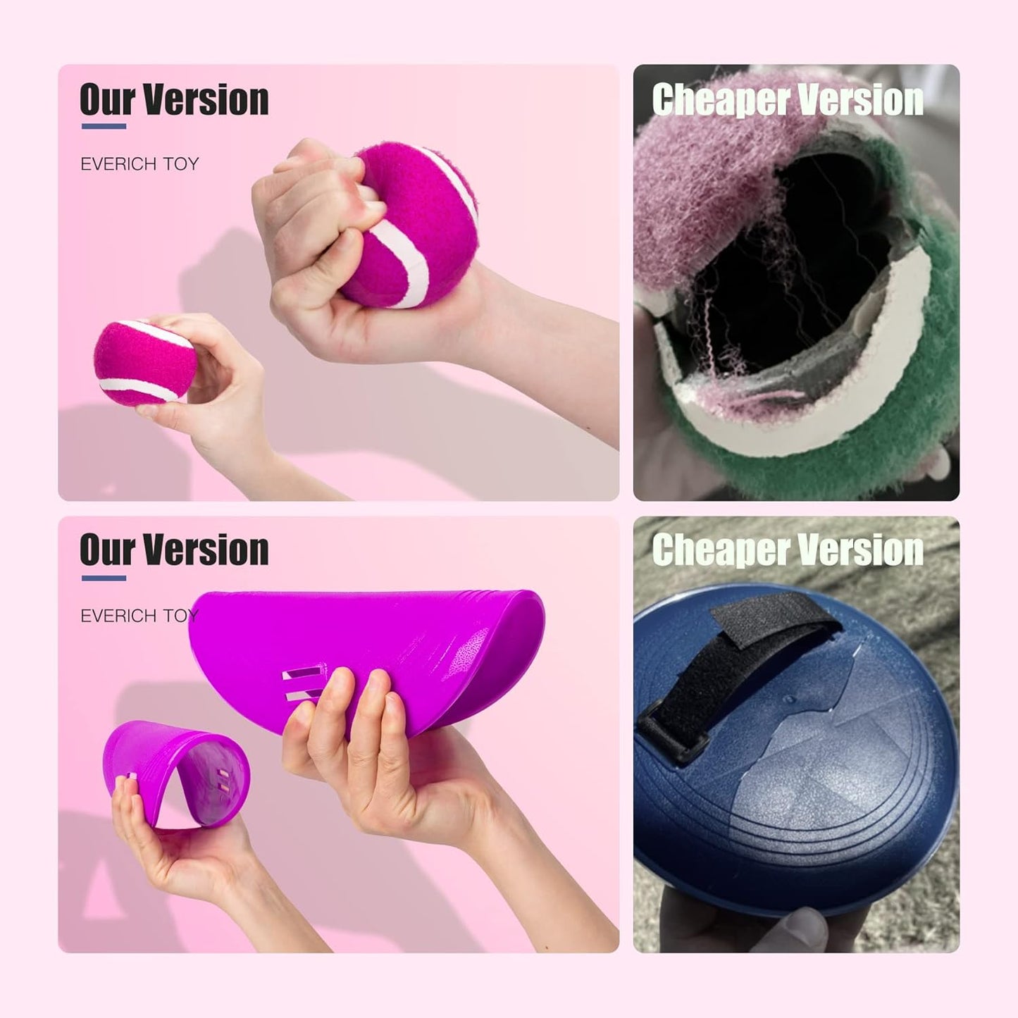 EVERICH Upgraded Toss and Catch Ball Game Set - Indoor and Outdoor Games for Kids 3-12, Beach Sand Pool Water Toy Includes 2 Paddles 2 Sticky Balls, Great Birthday Easter Gifts for Boys Girls